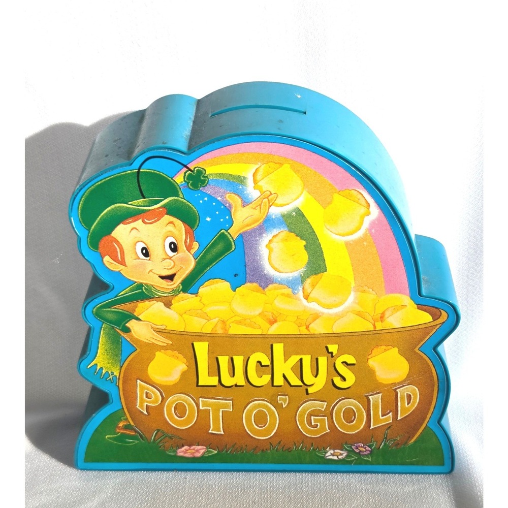 Vintage Lucky Charms Luckys Pot O Gold Coin Bank General Mills Leprechaun